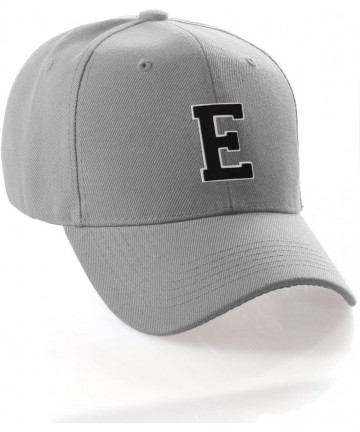 Baseball Caps Classic Baseball Hat Custom A to Z Initial Team Letter- Lt Gray Cap White Black - Letter E - C118IDTST77 $17.09