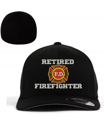 Baseball Caps Retired Fire Fighters Flexfit Baseball Cap Hat Black - CV1833WEMGC $37.74