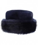 Bucket Hats Women's Leopard Faux Fur Hat with Fleece and Elastic for Winter - Navy - C418Y2I98AN $29.51