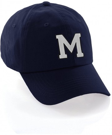 Baseball Caps Customized Letter Intial Baseball Hat A to Z Team Colors- Navy Cap Black White - Letter M - C618ET5C8HE $17.04