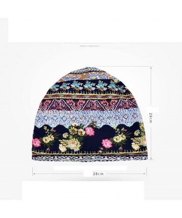 Skullies & Beanies Unisex Print Hat Ruffle Cancer Hat- Cotton Blend Beanie Scarf Collar Turban Head Wrap Cap - Blue - CI18LH6...