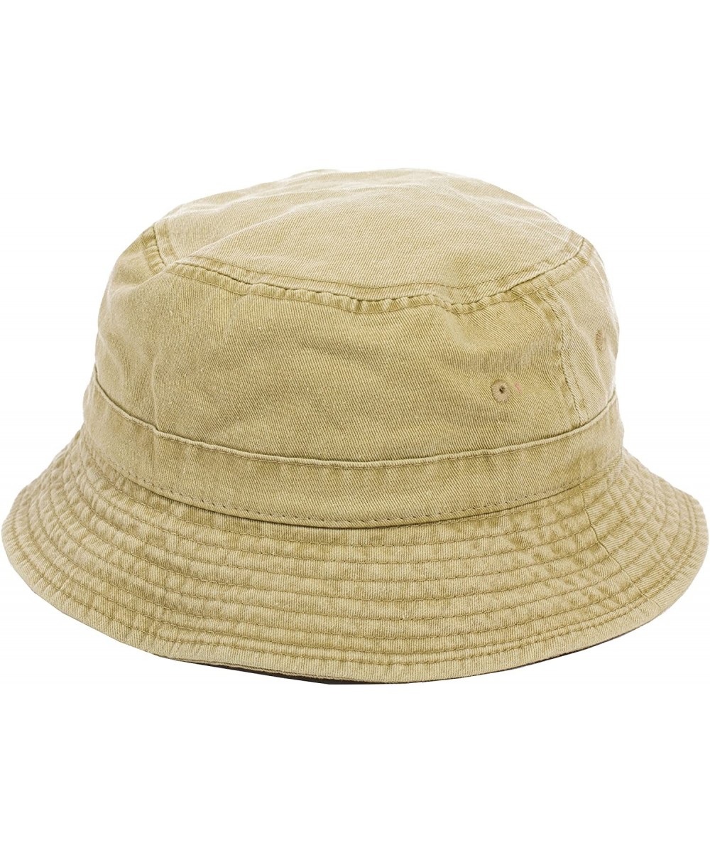 Bucket Hats Plain Solid Color Safari Sun Bucket Fishermen Fisherman Washed Cotton Hat - Beige - Washed Khaki - CM17YK0GHQU $1...