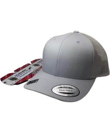 Baseball Caps Yupoong 6606 Curved Bill Trucker Mesh Snapback Hat with NoSweat Hat Liner - Silver - CT18XTTHZO2 $16.62
