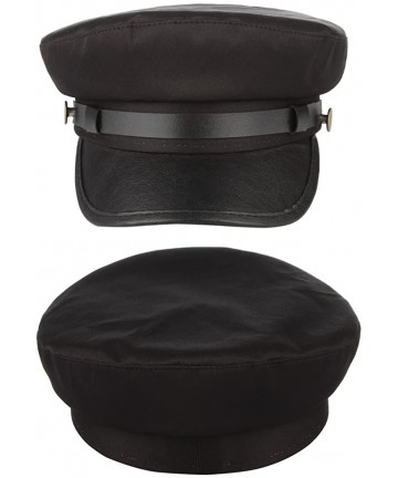 Fedoras Unisex Classic British Flat Top Fisherman Hat Cotton Breton Fiddler Hat - Black - C318HEKLTR7 $12.42