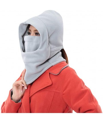 Balaclavas Women Winter Thick Windproof Riding Face Cover Hat Ski Balaclava Mask with Ponytail Hole - Light Grey - CX18KET2IQ...