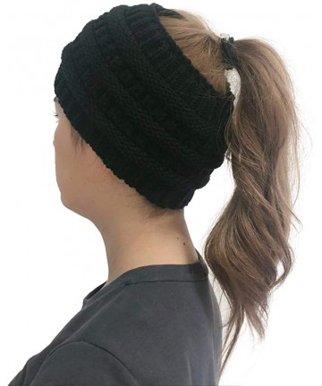 Skullies & Beanies Womens Beanie Hats - Women Winter Warm Hat Stretchy Knitted Headwear Soft Horsetail Messy Hats - Black 03 ...