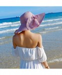Sun Hats Women's Wide Brim Sun Protection Straw Hat-Folable Floppy Hat-Summer UV Protection Beach Cap - F-violet - CJ18SGW0MI...