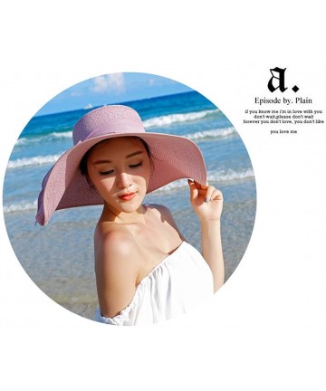 Sun Hats Women's Wide Brim Sun Protection Straw Hat-Folable Floppy Hat-Summer UV Protection Beach Cap - F-violet - CJ18SGW0MI...