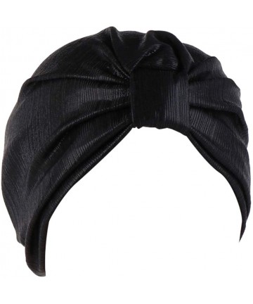 Skullies & Beanies Womens Muslim Floral Elastic Scarf Hat Stretch Turban Head Scarves Headwear Cancer Chemo - black-1 - C418U...