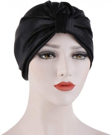 Skullies & Beanies Womens Muslim Floral Elastic Scarf Hat Stretch Turban Head Scarves Headwear Cancer Chemo - black-1 - C418U...
