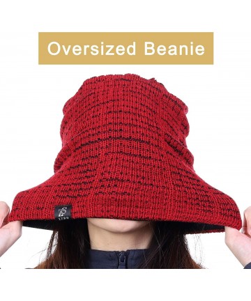 Skullies & Beanies Mens Slouchy Beanie Hat Summer Oversized Knit Cap for Women Winter Skull Cap B309 - B724-red - CO18AGQR37X...