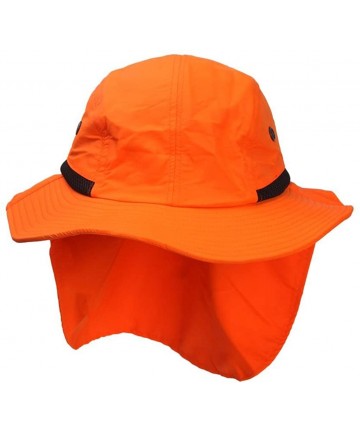 Sun Hats 4 Panel Large Bill Flap Sun Hat - Neon Orange - CN11AKMEZQJ $17.26