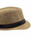 Fedoras Classic Jazz Hat Men's Breathable Linen-Fedora Hat & Stylish Hat Band Casual Jazz Cap (10 Color) - D - C1192TYY7TY $1...