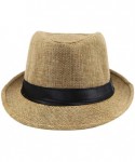 Fedoras Classic Jazz Hat Men's Breathable Linen-Fedora Hat & Stylish Hat Band Casual Jazz Cap (10 Color) - D - C1192TYY7TY $1...