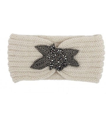 Headbands Bohemia Headband- Women Diamond Knitting Handmade Keep Warm Hairband - Beige@ - CB18KMR8ISG $15.92
