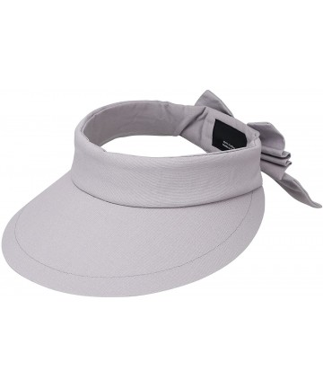 Sun Hats Women's Sportswear Sweat Absorbent Visor Hat w/Ribbon Bow - Grey - C918C5U5OKL $18.62