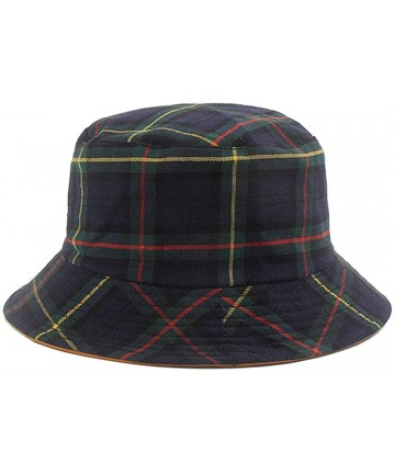 Bucket Hats Plaid Bucket Hats Women Cotton Foldable UV Protection S/M - Navy - C218U95037C $12.70