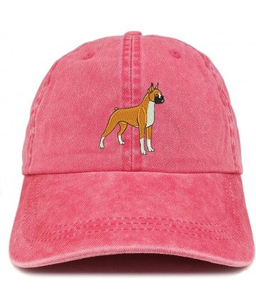 Baseball Caps Boxer Embroidered Dog Theme Low Profile Dad Hat Cotton Cap - Red - CV12I2JJ0KX $21.77