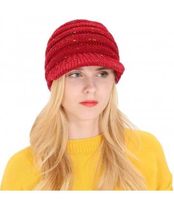 Skullies & Beanies Women Winter Ponytail Turban Hat Knit Baseball Cap Earmuffs Beanie Hat - Red - CG18KNI347C $12.68