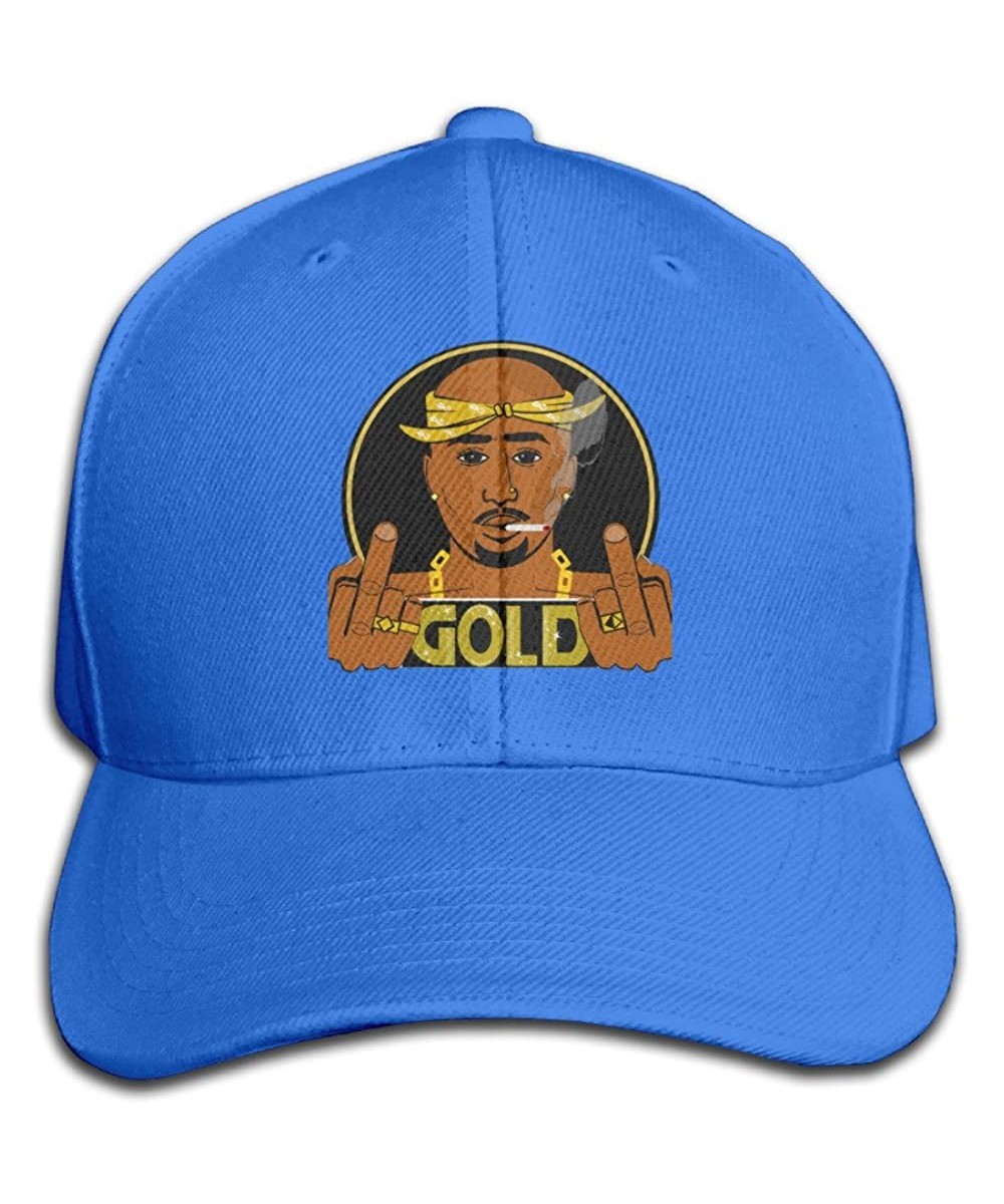 Baseball Caps Mens Or Youth Hats Tupac Shakur 2Pac Gold Red Flat Bill Snapback Cap - Royalblue - CV12MSI9WFR $12.51