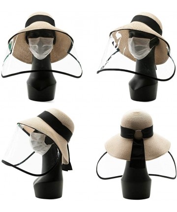 Fedoras Packable Womens Straw Cloche Derby Fedora Summer Wide Brim Sun Hat Floppy Beach 55-60cm - 00761beige - CI199I0Y6X3 $3...