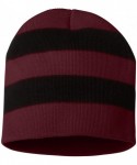 Skullies & Beanies SP01 - Rugby Striped Knit Beanie - Maroon/ Black - CR1180CU237 $13.95