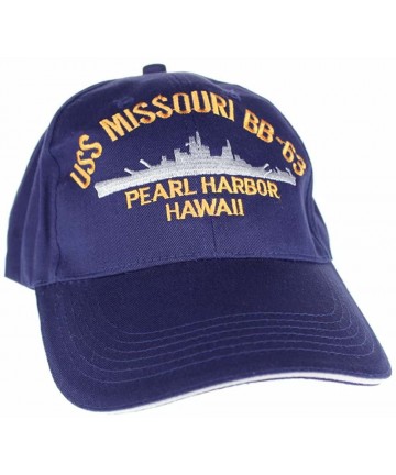 Baseball Caps Embroidered USS Missouri Battle Ship Cap hat- Navy-Blue - CF116MLFQ7Z $42.99