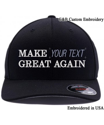 Skullies & Beanies Make Your Text Great Again. Embroidered. 6277 Wooly Combed Twill Flexfit Cap - Black 002 - CR1805C3X3L $48.07