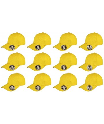 Baseball Caps ( Pack of 12 ) Classic Premium Baseball Cap Adjustable Size Plain Hat Unisex - Yellow - C21865MYS73 $51.29