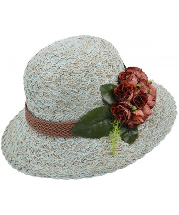 Sun Hats Straw Hat Beach Sun Hat Casual Bucket Hat with Flower for Ladies - Green - CT120JG6H0D $39.86