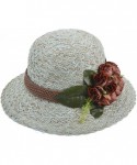 Sun Hats Straw Hat Beach Sun Hat Casual Bucket Hat with Flower for Ladies - Green - CT120JG6H0D $43.89