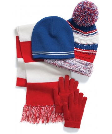 Skullies & Beanies Gloves Hat Scarf Combo Set - True Royal/True Red/White - CO1281PS5U9 $41.22
