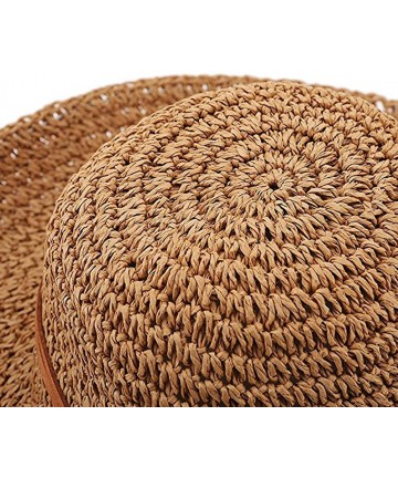 Sun Hats Women Sun Caps Foldable Summer Beach Sun Straw Hats (Khaki) - CW17YSXLTSO $13.66