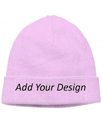 Skullies & Beanies Custom Hat Wool Cuffed Plain Beanie Warm Winter Knit Hats Skull Cap DIY Hat - Pink - CZ18LXWWE7U $20.63