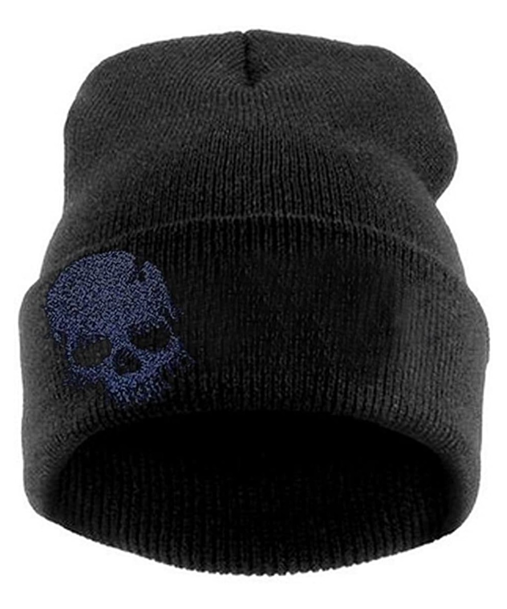 Skullies & Beanies Women's Winter Wool Cap Hip hop Knitting Skull hat - Skeleton Black - CF12O2KUO19 $14.00