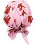 Skullies & Beanies Women Chemo Headscarf Pre Tied Hair Cover for Cancer - Pink Red Flowers - CJ198KOSYEC $17.23
