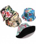 Bucket Hats Unisex Print Double-Side-Wear Reversible Bucket Hat - Flamingo Green - CV18WXQWWXR $17.53