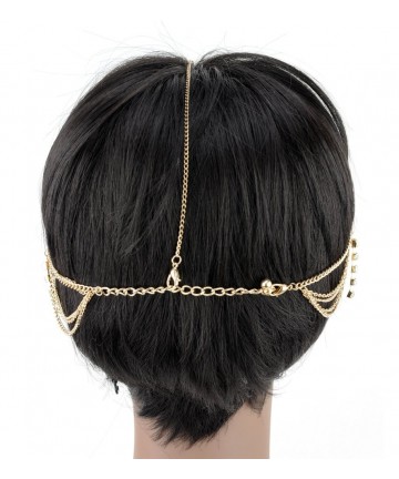 Headbands Women's Bohemian Fashion Head Chain Jewelry - 4 Draping Chain Strand with Rhinestone Strand- Gold-Tone - C411R417SR...