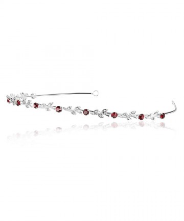 Headbands Flexible Elegant Vine Design Headband Tiara - Silver Plated Red Crystals T175 - Red Crystals Silver Plating - C218E...