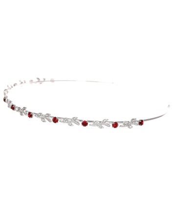 Headbands Flexible Elegant Vine Design Headband Tiara - Silver Plated Red Crystals T175 - Red Crystals Silver Plating - C218E...
