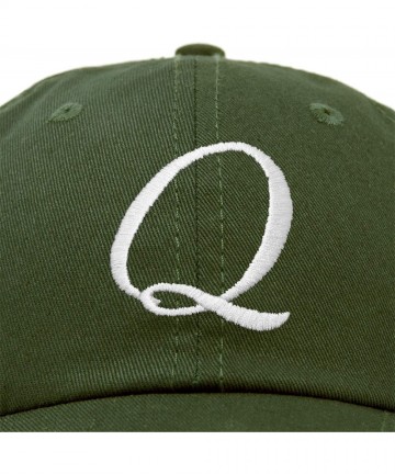 Baseball Caps Initial Hat Letter Q Womens Baseball Cap Monogram Cursive Embroider - Olive - CB18TAK00NU $17.34