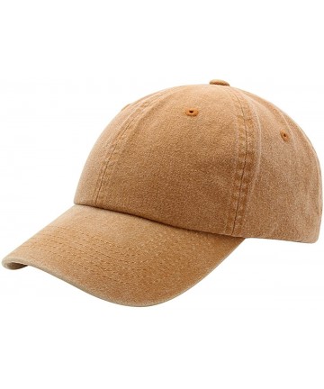 Baseball Caps Baseball Cap Men Women Hat - Unisex 100% Cotton Plain Pigment Dyed - T Orange - CI18DAUSYWQ $16.04