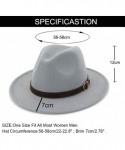 Fedoras Men & Women Panama Hat Classic Wide Brim Fedora Hat with Belt Buckle - Light Grey - C118T28OQ5H $18.12