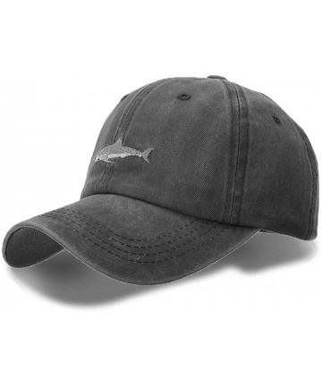 Baseball Caps Womens Baseball Cap Washed Distressed Vintage Adjustable Polo Style Dad hat (Shark) - 7 - C1194MWU9I6 $14.34