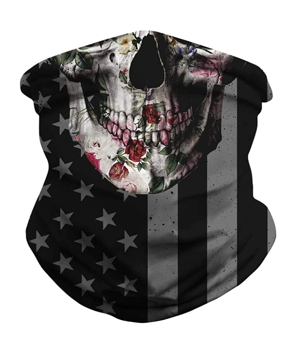 Balaclavas American Bandanas Balaclava Protection - American Flag Flower Skull - C6197YIM9IE $15.92