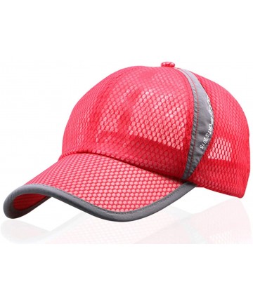 Baseball Caps Unisex Mesh Tennis Cap Outdoor Anti-UV Quick Dry Adjustable Running Baseball Hat - Red - CN1998AC2C8 $18.67
