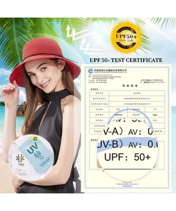 Sun Hats Womens UPF 50 Summer Straw Beach Sun Hat Wide Brim Fashion Fedora Packable & Adjustable - 89311red - C41965C75SN $28.92