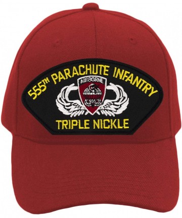 Baseball Caps 555th Parachute Infantry - Triple Nickle Hat/Ballcap Adjustable One Size Fits Most - Red - C918OMASY48 $31.38