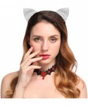 Headbands Halloween Headband Devil Horns and Felina Glitter Cat Ears Headbands - 06-silver Glitter - CS18I3D6IHK $14.56