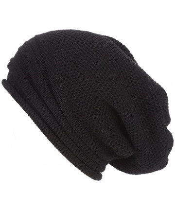 Skullies & Beanies Womens Caps Baggy Warm Crochet Winter Wool Knit Ski Beanie Skull Slouchy Caps Hat - Black - CN18IE39GTN $1...